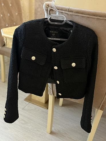 kolej jaket: AMISU qadın jaketi - Model: qısa kəsim, yaxasız (round neck) klassik — 1