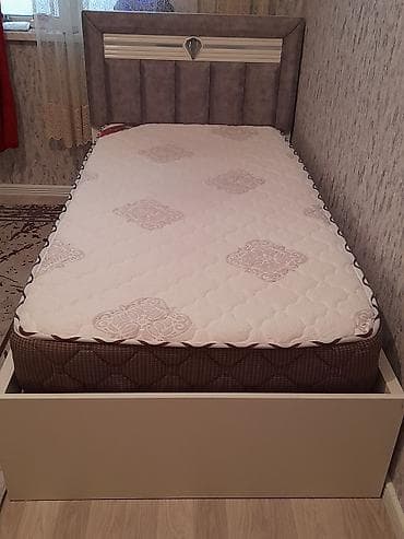 2ci el mebeller: Təknəfərlik çarpayı, Bazalı, Matras ilə, Siyirməsiz — 1