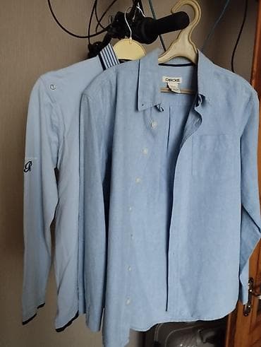 Рубашки: 2 ədəd uşağ üst geyimi dəsti 12-14 yaş - Açıq-mavi rəngdə uzunqollu — 3