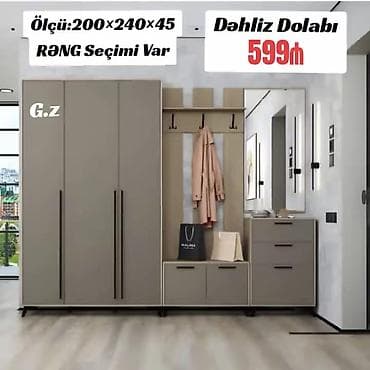 Dəhliz dolabı dəsti - Ölçü: 200 × 240 × 45 sm - Rəng seçimi var -