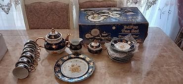 Çay dəsti, rəng - Göy, Farfor — 3