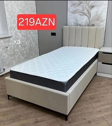 matras olculeri: Tək nəfərlik çarpayılar – müasir dizaynlı, yumşaq parçalı başlıq və — 2