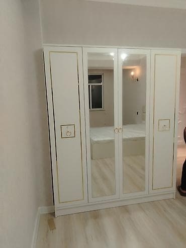 Yeni, 4 qapılı, Güzgülü, Ağ, Açılan, Düz dolab