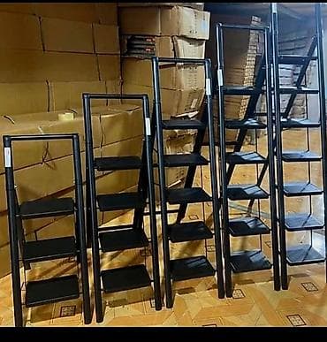 tikinti temir: Qatlanan pilləkən – metal konstruksiya, qara rəng - Müxtəlif ölçülər — 8