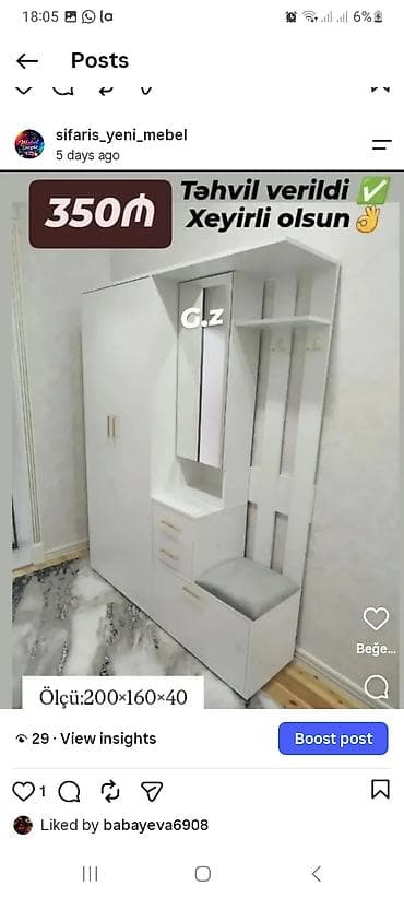 Dəhliz üçün çoxfunksiyalı dolab dəsti - Rəng: ağ - Ölçü: 200 × 160 ×