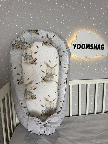 Balışlar, yastıqlar: Uşaq beşiyi üçün tekstil dəsti və yuva 1 ay olar alınıb. Özəl sifariş — 2