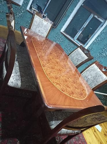 qoşa taxt: Qonaq otağı üçün, Oval masa, 6 stul — 2