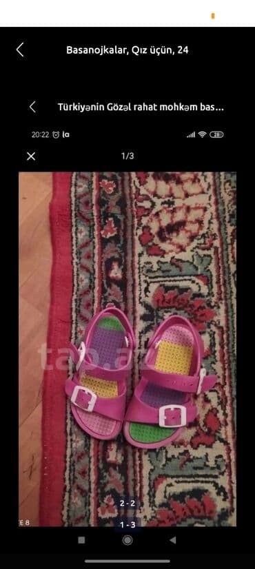 24 razmer: Basanojkalar, Qız üçün, 24 — 2