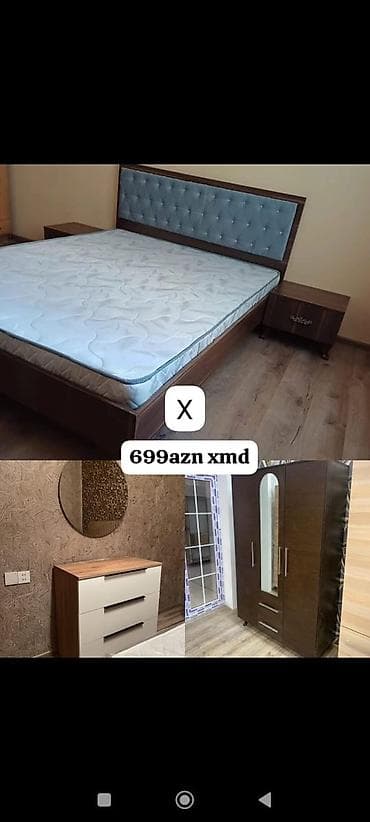 Yataq otağı dəsti Tərkibi: - İki nəfərlik çarpayı: yumşaq, düyməli