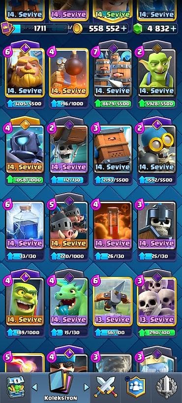 akustik gitara simi: Clash Royale hesabı Xüsusiyyətlər - Kral səviyyəsi/kartlar: çoxlu — 3
