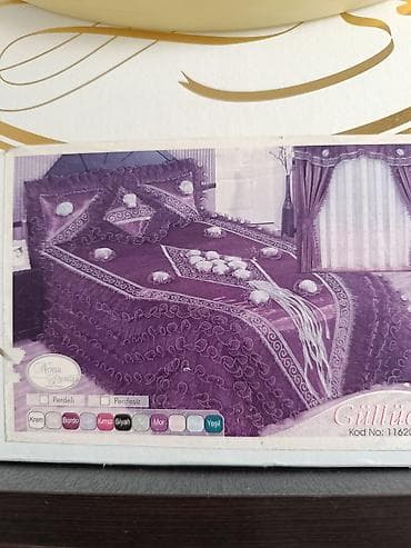 pərdə işlənmiş: Mona Home Textile – Güllüəlli dəst (Kod No: 11620) Zərif naxışlarla — 1