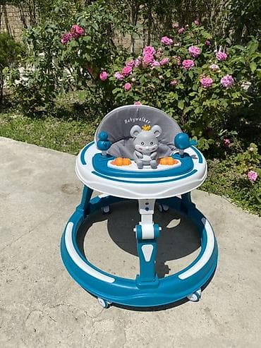 Uşaq gəzdirən “Babywalker” tipli yerimə arabası - Rəng: mavi-ağ - — 2