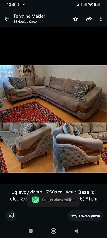 Uqlavoy divan. 750azn. acılır, Bazalidi ölcü 2/3m. ünvan