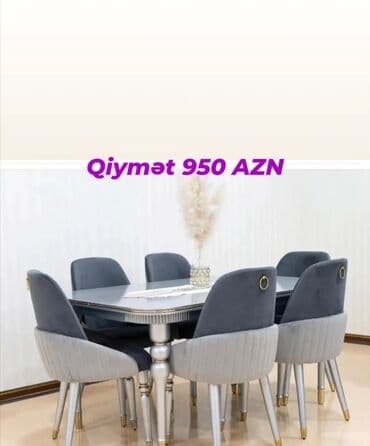ders masaları: Qonaq otağı üçün, Yeni, Açılmayan, Dördbucaq masa, 6 stul — 7