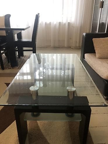 Qonaq otağı mebel dəsti - Şüşə üstlü jurnal masası: qalın temperli