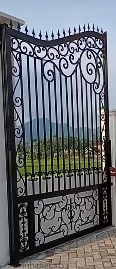 demir qapi: Dəmir Həyət darvazası, Yana açılan, Avtomatik, Qapı ilə, rəng - Qara — 1