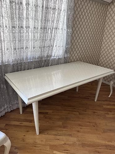 Qonaq otağı üçün, İşlənmiş, Açılmayan, Dördbucaq masa, 6 stul — 1
