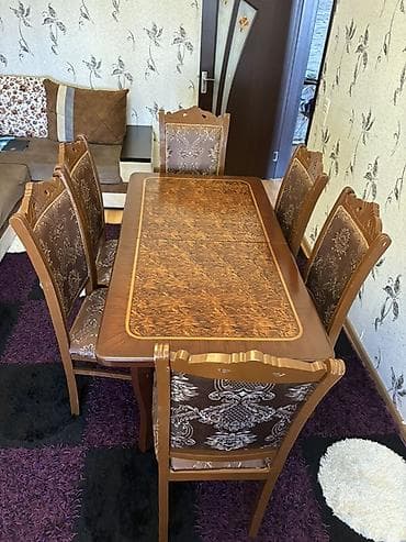 Qonaq otağı üçün, Dördbucaq masa, 6 stul