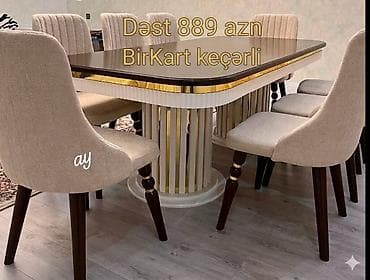 stol ustul: Yemək otağı dəsti - Dəst: masa + 6 stul - Masa: uzunsov forma — 1