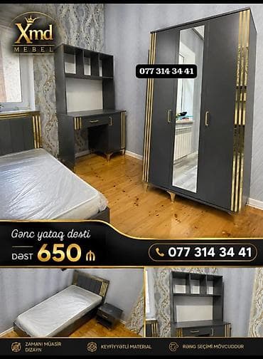 tek dolablar: Gənc yataq dəsti Tərkibi: - Tək nəfərlik çarpayı (başlıqla) - Tumbo — 1