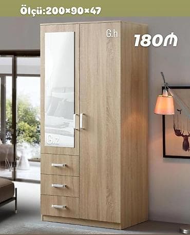 Üç qapılı paltar şkafı – güzgülü model - Ölçü: 200×90×47 sm (şəkildə