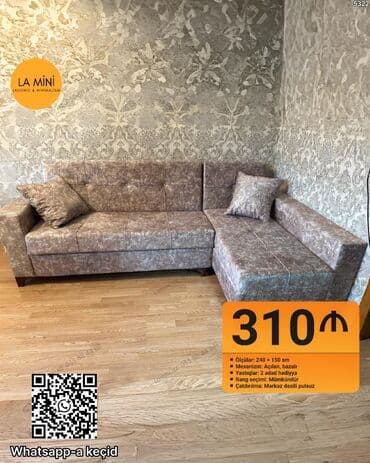 kreditle kunc divan: Künc divan, Açılan, Bazalı, Parça, Şəhərdaxili pulsuz çatdırılma — 1