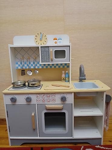 oyuncaq metbex: Uşaq üçün taxta oyun mətbəxi - Material: möhkəm taxta konstruksiya — 2