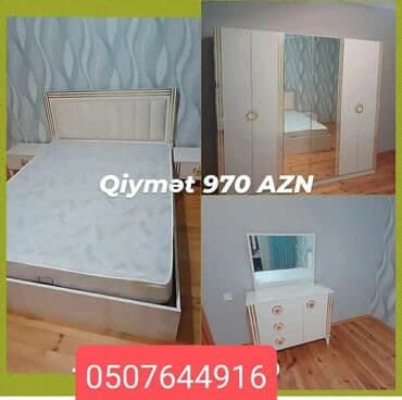 матрасы в баку: Двуспальная кровать, Трюмо, 2 тумбы, Шкаф, Азербайджан, Новый — 26