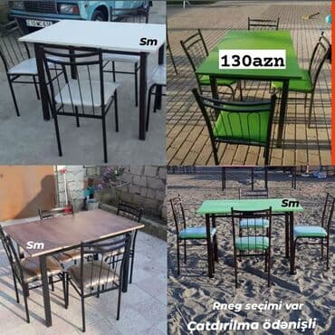 toxunma saplar satisi: Yeni, Dördbucaq masa, 4 stul, Açılmayan, Stullar ilə, Həsir toxunuşlu, Azərbaycan — 1