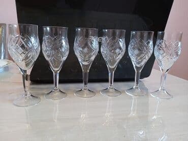 dest qab: Qədəhlər, Xrustal, 8 ədədli dəst, Rusiya — 19