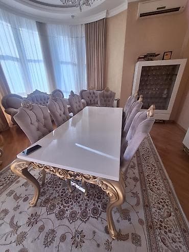 2 ci əl stol stullar: Masa desti. 600azn ideal veziyyetde. 8 stulla tecili evden — 1
