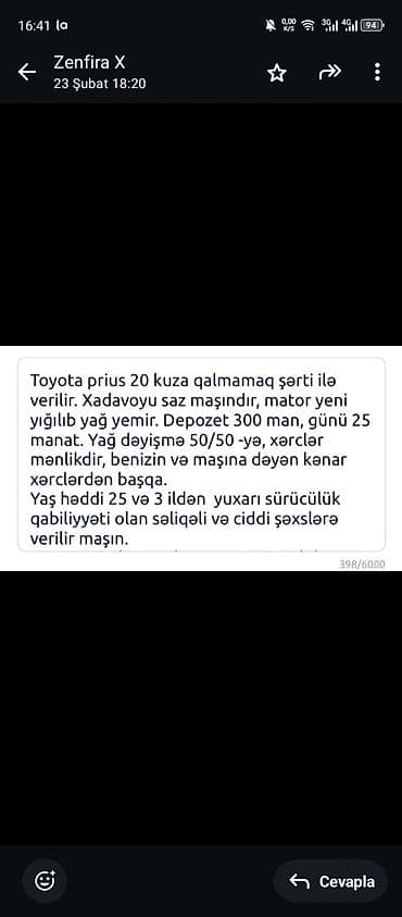 mercedes vito satilir: Her vaxtiniz xeyir olsun *Toyota Prius 2008 (20 gövdə)* - Gündəlik — 6