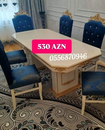 stul sekilleri: Qonaq otağı üçün, Yeni, Açılan, Dördbucaq masa, 6 stul — 2