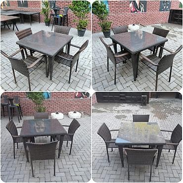 ishlenmish mebel: GuluHesir masa desdin 400 azn.Elde 17 dest var.Her desde 4 stul+1 — 1