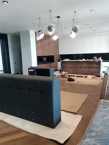 optimal metbex mebelleri: Mebel dəsti – müasir qonaq otağı və mətbəx üçün - TV-zona: təbii ağac — 6