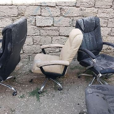 stul ofis: İşlənmiş, Təkərli, Qolları tənzimlənmir, Süni dəri — 4
