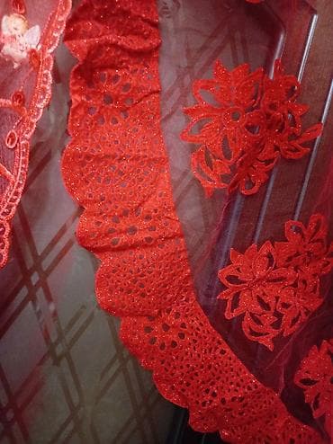 Xonça: Qırmızı krujeva toy dəsti – gəlin üçün - Rəng: parlaq qırmızı - — 3