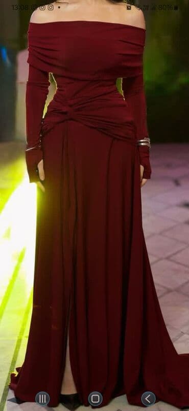 qırmızı kupalnik: Zərif gecə geyimləri – 2 model 1) Bordo rəngli uzun ziyafət libası - — 1