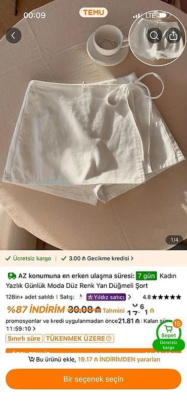 Личные вещи: Qadın geyimləri dəsti və ayrı-ayrı parçalar 10 m 1) Ağ qısaqol T‑şört — 5