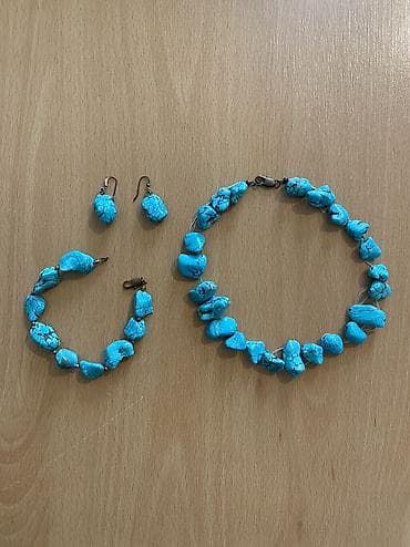 sirqa: Türkuaz daşlı dest. - Material: mavi türkuaz effektli daş boncuklar — 8