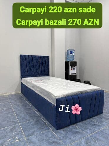 demir krafat: Tək çarpayı+matras 😍 Qiymət : 220AZN Ölçü 90x2m* alti demir Rəng — 1