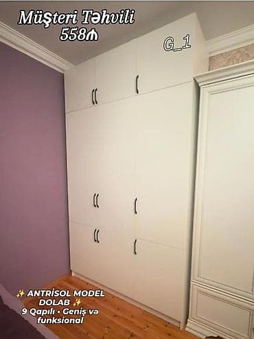 tekstil: Antrisol model dolab – 9 qapılı, geniş və funksional. Üst hissədə — 1