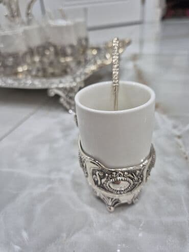 kapuçino: Qəhvə dəsti, rəng - Gümüşü, Metal — 5