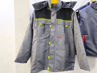 cins pencekler: Sənaye/iş üçün qış gödəkçəsi - Rəng: boz, çiyin və sinədə qara panel — 1