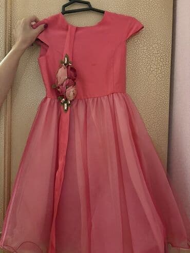 Qız uşaqları üçün zərif ziyafət/libas paltarı - Rəng: tünd çəhrayı -