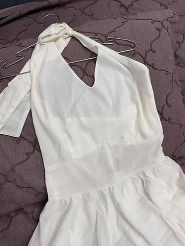 şifon donlar: Ağ rəngli uzun şifon don 36 ölçüyə uyğundur - Model: boğazdan — 1