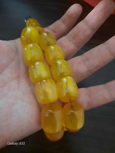 təşbeh: Sarı rəngli təsbeh - Material: sarı tonlarda, yarışəffaf, parlaq — 2