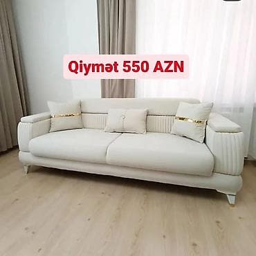 divan tecili: Mebel növü: Üçnəfərlik divan - Rəng: açıq krem/bej - Üslub: müasir — 1