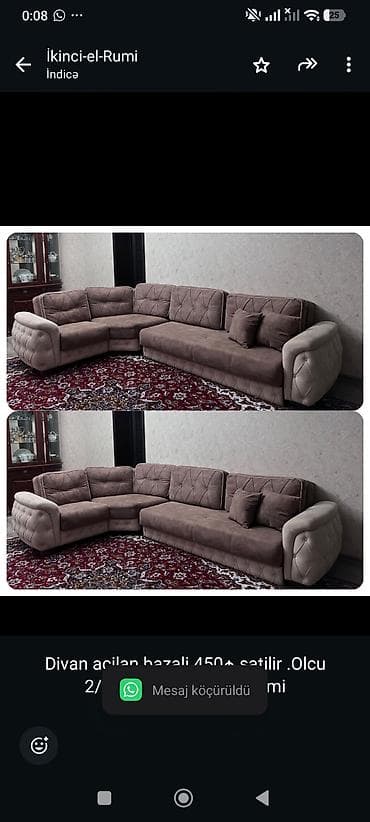 divan satisi: Divan acilan bazali 350₼ satilir .Olcu 2/3 .Unvan Bileceri &Rumi — 1