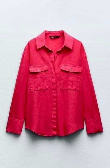 Qadın köynəyi – canlı çəhrayı rəng (fuşya) ; ( 100% kətan-pambıq) -